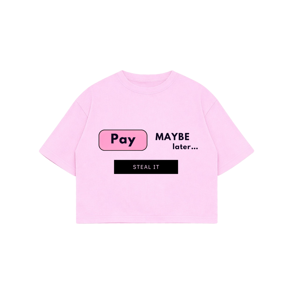 T-SHIRT "PAY LATER" ROZOWY